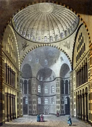 Intérieur de la mosquée Sainte-Sophie à Constantinople - dans « Le costume ancien et moderne » par Ferrario, éd. Milan