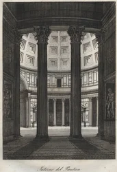 Intérieur du Panthéon, Rome - gravure tirée de « Usi e Costumi di Tutti i Popoli dell