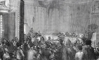 Vue intérieure de la police correctionnelle, 6e chambre à Paris au XIXe siècle - Gravure dans « Tableau-de-Paris » par Edmond Texier