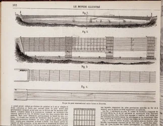 Projet international de pont sur la Manche entre Calais et Douvres - dans «The Illustrated World» du 16/11/1867