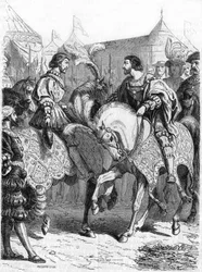Entrevue de François Ier et Henri VIII. Gravure du XIXe siècle.