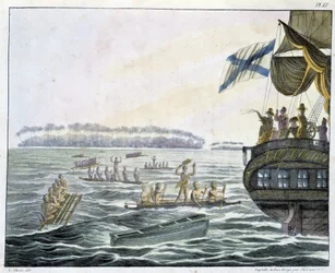 Entretien avec les habitants des îles Penrhyn dans "Vues et paysages des régions équinoxiales, recueillis lors d
