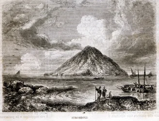 Île de Stromboli au 19ème siècle.