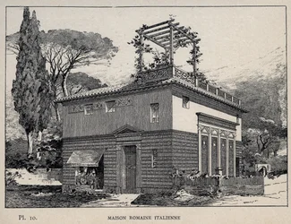 Maison romaine italienne - gravure de 1889 dans 