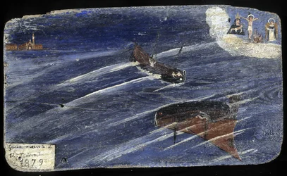 Ex-voto italien pour un naufrage en 1879 - peinture sur bois