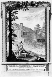 Jean Jacques Rousseau (1712-1778), écrivain et philosophe genevois francophone ; vu de sa maison (près de Genève)