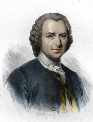 Jean-Jacques Rousseau, écrivain et philosophe genevois francophone. Gravure du 19e siècle