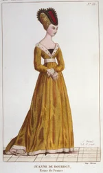 Jeanne de Bourbon (1338-1378). Reine de France de 1364 à 1378. Gravure de 1830