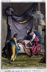 Judith coupe la tête de Holoferne.