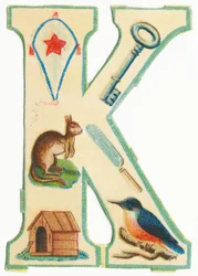 K : cerf-volant, clé, kangourou, couteau, chenil, martin-pêcheur