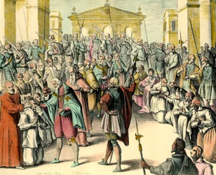 Le roi Henri IV (1553-1610) touche le front d