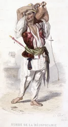 Kurdes de Mésopotamie portant une amphore. Vers 1810-1860.