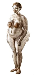 La Vénus Hottentote, femme de la race Bochiman, gravure de 1815.