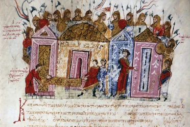 La garde armée varègue (varangienne) (Vikings danois et suédois, qui ont voyagé sur tout le réseau fluvial des territoires de l