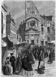 La neuvaine de sainte Geneviève à Saint-Étienne-du-Mont à Paris - Gravure dans « Le Journal Illustré »
