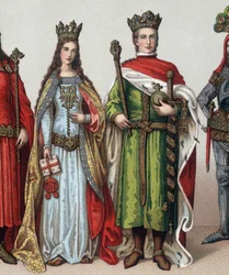 Ladislas II ou V Jagellon (1350-1434), Grand-Duc de Lituanie et Roi de Pologne. Chromolithographie du XIXe siècle
