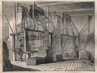 Le tissage de la soie - Gravure dans « La Science française »