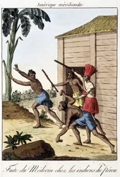 Fuite du docteur parmi les Indiens du Pérou (Inca) - gravure