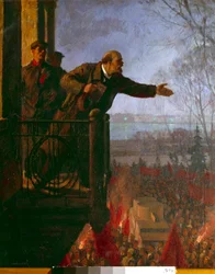 Lénine sur le balcon de la maison Csechinskaia, la nuit, avril 1917 (huile sur toile)