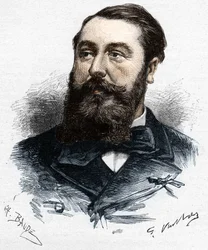 Léo Delibes (1836-1891), musicien et compositeur français. Gravure sur bois par Charles Baude d