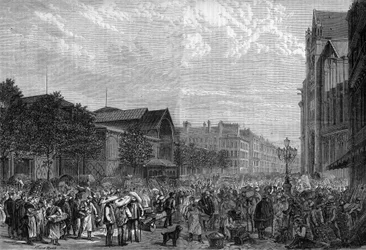 Les Halles centrales à Paris en 1878