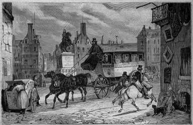 Les Omnibus de Paris au 19ème siècle : le tricycle - gravure de 1892