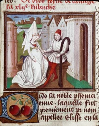 Les amours de Didon, fondatrice de Carthage et Énée Miniature tirée du « Livre des femmes illustres » de Giovanni Boccaccio dit Jean Boccace (1313-1375)