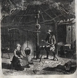 Les sabotiers. gravure du XIXe siècle