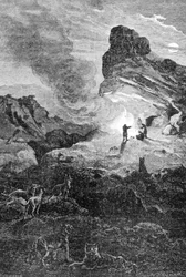 La vie au Paléolithique. Gravure du 19ème siècle