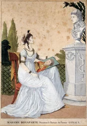 Madame Bonaparte dessinant le portrait de Joséphine de Beauharnais devant le buste de son mari Napoléon Bonaparte