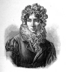 Madame de Genlis - Portrait de Stéphanie félicitant la crête de Saint Aubin (1746-1830), comtesse de Genlis, femme de lettres française
