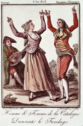 Homme et femme de Catalogne dansant le Fandango