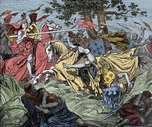 Manfred tué au combat - Bataille de Bénévent (26 février 1266) : la mort de Manfred I (de Hohenstaufen)