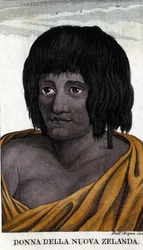 Femme maorie de Nouvelle-Zélande. Gravure du début du 19ème siècle