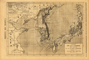 Carte de la Corée, du Japon et de la Chine orientale. Gravure dans Le petit journal 3/09/1894. Collection Selva