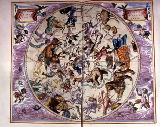 Carte du ciel et signes du zodiaque - fac-similé d