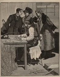 Marqueterie : marqueteur au travail. Gravure de 1885 dans "Les arts et métiers illustrés" par Adolphe Bitard.