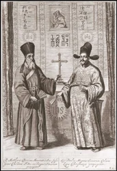 Matteo Ricci (à gauche) et Paul Ly (à droite) en costume chinois - dans « L