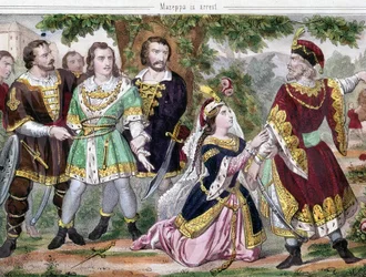 Mazeppa arrêté. Illustration pour le poème « Mazeppa » de Lord Byron publié en 1819. XIXe siècle
