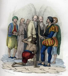 Miguel de Cervantes (1547-1616), écrivain espagnol, prisonnier à Alger en 1575. dans "L