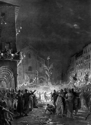 Foule milanaise en joie autour de l
