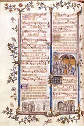 Missel de Saint Denis, vers 1350. Miniature représentant Clotaire et Dagobert