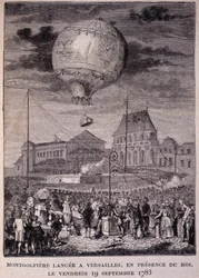 Montgolfière lancée à Versailles, en présence du roi (Louis XVI), vendredi 19/09/1783 - dans « Les Contemporains », fin du 19ème siècle