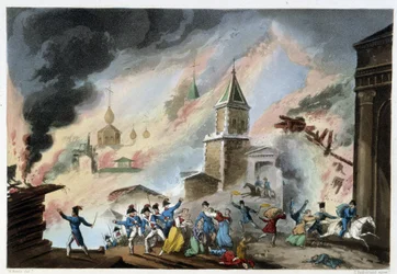 Incendie de Moscou, septembre 1812 - dans « Guerres napoléoniennes » par Sutherland, Duburg, Londres