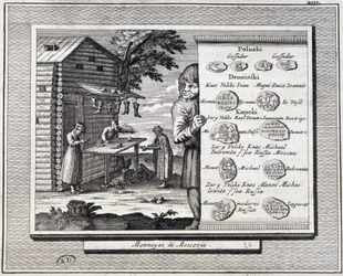 Pièces de monnaie de Muscovie et cordonnier