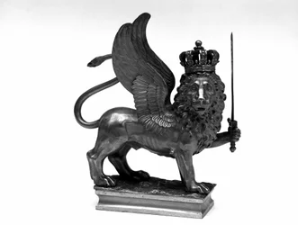 Guerre napoléonienne : tige porte-drapeau avec le lion de Venise utilisé dans la campagne de Russie. 1812. Milan Museo del Risorgimento