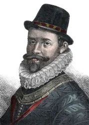 Administration navale et Commandant Sir John Hawkins (1532-1595) - Portrait de Sir John Hawkins (Hawkyns) (1532-1595), amiral anglais, constructeur de navires, navigateur et marchand d