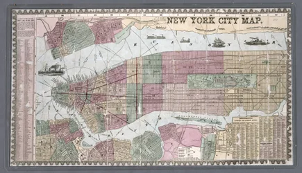 Plan de la ville de New York, extrait du Guide de Phelps pour les étrangers et les citoyens de New York
