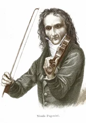 Niccolò Paganini (1782 - 1840) joue de son Stradivarius (violon créé par le luthier italien Antonio Stradivari).