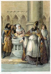 Notger (930 - 1008), évêque de Liège, lors du baptême d